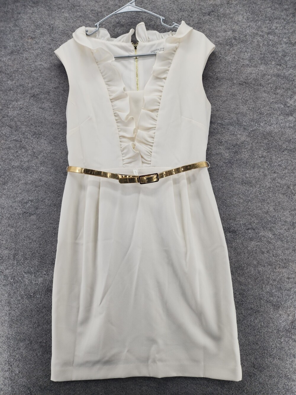 Sandra Darren Dress Womens 6 Sleeveless V Neck Ivory